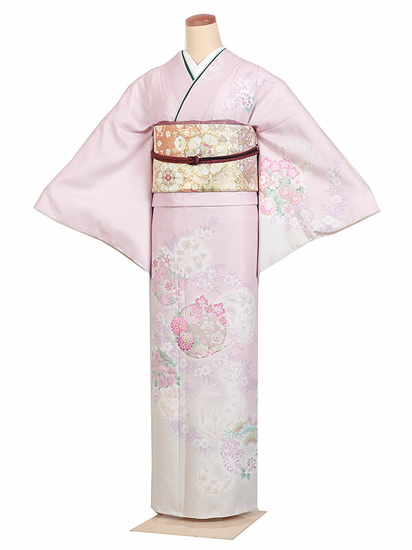 大きいサイズ 広幅 レンタル 訪問着 身長:160～170cm 号数:15～17号 ピンク系 着物 母親 結婚式 入学式 卒業式 お宮参り 七五三 h-01257
