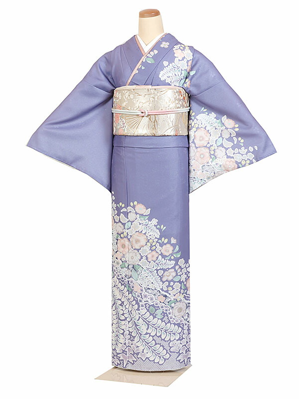 大きいサイズ 広幅 レンタル 訪問着 身長:160～170cm 号数:15～17号 紫系 辻が花 着物 母親 結婚式 入学式 卒業式 お宮参り 七五三 h-1267