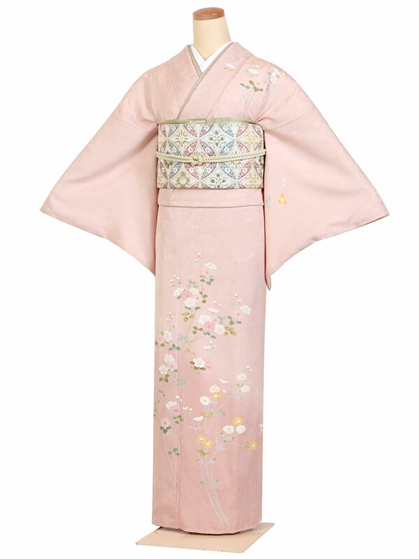 レンタル 訪問着 身長：155～165cm 正絹 ピンク系  秋名菊 着物 母親 結婚式 入学式 卒業式 お宮参り 七五三 h-1269