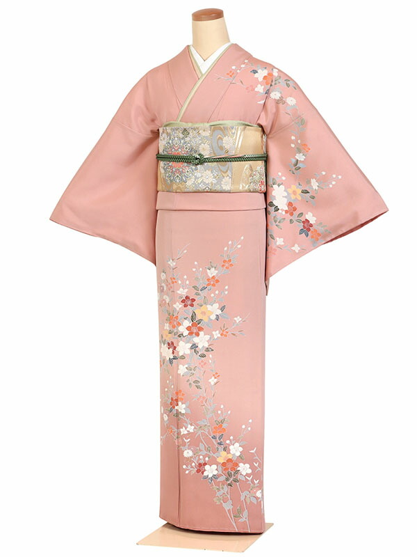 レンタル 訪問着 身長：155～165cm 正絹 ピンク系  菊文様 着物 母親 結婚式 入学式 卒業式 お宮参り 七五三 h-1270