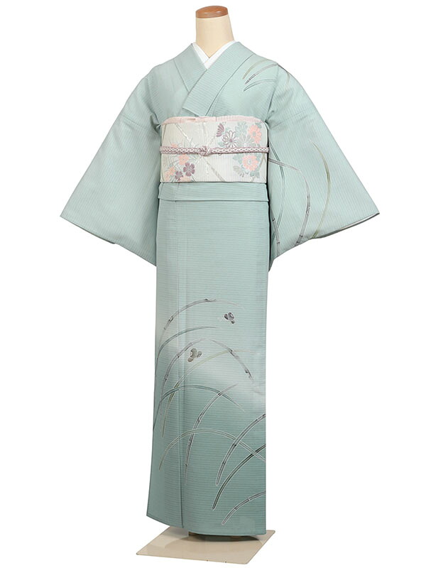 レンタル 訪問着 絽 夏物 身長：145～155cm 緑系 母親 着物 結婚式 お宮参り r-0177