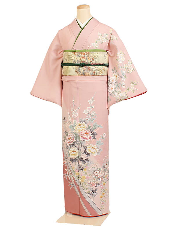 【レンタル】【訪問着・ピンク 四季花】訪問着レンタル 訪問着 訪問着セット レンタル訪問着 着物レンタル 貸衣装 結婚式 入学式 卒業式 お宮参り 七五三 お母さん ママ 母親 パーティー 結納 お茶会 安い 往復送料無料 h105