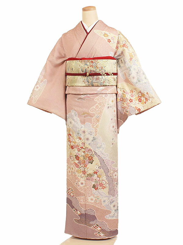 【訪問着 ピンク系 金彩四季花】訪問着レンタル 訪問着セット レンタル訪問着 着物レンタル 貸衣装 結婚式 入学式 卒業式 お宮参り 七五三 お母さん ママ 母親 パーティー 結納 お茶会 安い 往復送料無料 h151