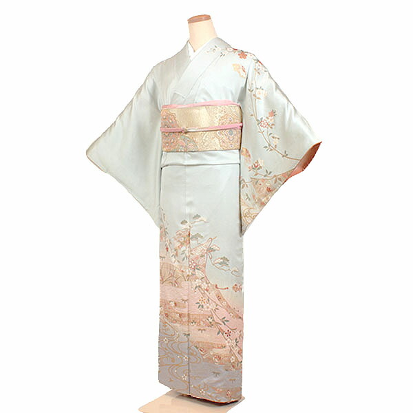 【レンタル】【訪問着・水色系】訪問着｜レンタル｜訪問着セット｜レンタル訪問着｜着物レンタル｜貸衣装｜結婚式｜入学式｜卒業式｜お宮参り｜七五三｜お母さん｜ママ｜母親｜パーティー｜結納｜お茶会｜安い｜往復送料無料｜京都 きものれんたる京商