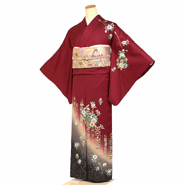 楽天市場】【レンタル】【訪問着・黒紫系 辻が花】正絹訪問着
