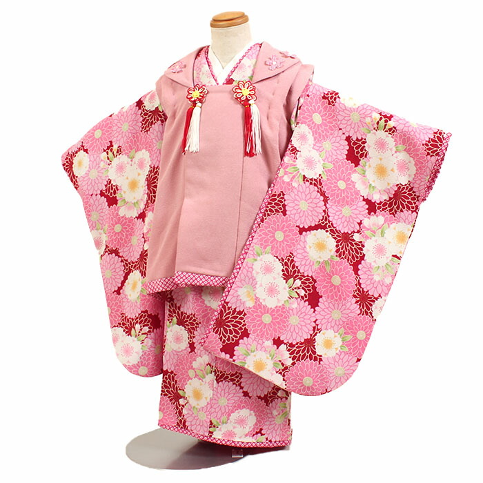 七五三 ３歳　被布、着物セット　ハッカキッズ 七五三 着物 レンタル 三歳 3歳 被布セット 320099 hakka kidsハッカ