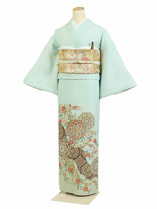 【レンタル】【色留袖・水色地・ブランドJAPAN STYLE】色留袖|着物|レンタル|結婚式|披露宴|食事会|表彰式|貸衣装|貸衣裳|フルセット|女性和服|和服|母親|祖母|親族|チャペル|安い|往復送料無料 it064|京都 きものれんたる京商