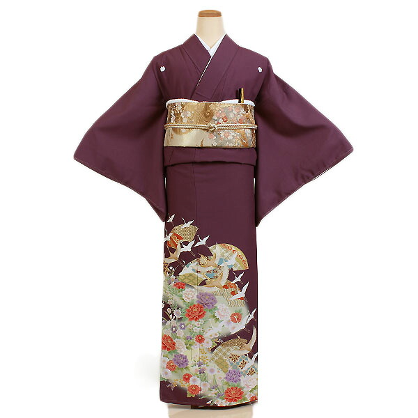 【レンタル】【色留袖・紫地】色留袖｜着物｜レンタル｜結婚式｜披露宴｜食事会｜表彰式｜貸衣装｜貸衣裳｜フルセット｜女性和服｜和服｜母親｜祖母｜親族｜チャペル｜安い｜往復送料無料