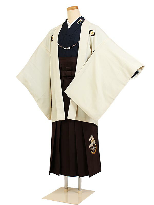 小学校卒業式 小学生着物結婚式男の子 結婚式 150cm ジュニア七五三兄 ジュニア袴セット ジュニア男児袴レンタル 十三参り レンタル 袴レンタル 白 茶色 小学生男の子 着物レンタル 往復送料無料