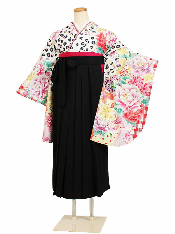 レンタル 袴レンタル 小学生卒業式袴レンタル 女の子 小学生 袴レンタル 卒業式 二尺袖 袴セット 卒業式 女の子 往復送料無料 往復送料無料 袴 女袴 袴 白地洋花レオパード 黒無地袴 女の子 小学生 袴レンタル 小学校 卒業式 ジュニア 子ども