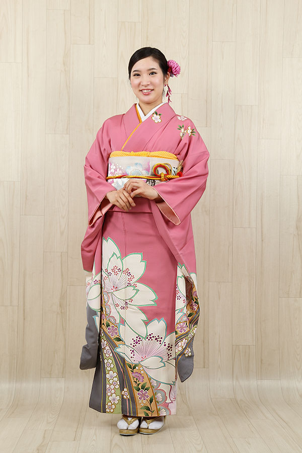 楽天市場】振袖桜と蝶（ピンク） : いつも元気なきもの屋さん