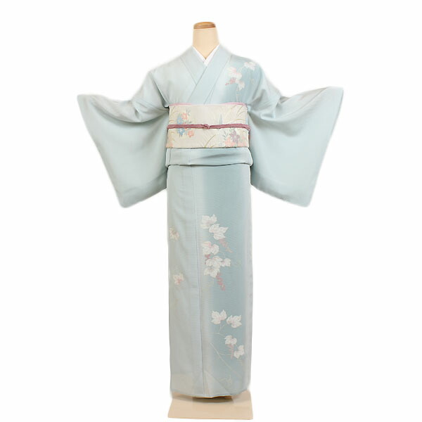 レンタル 訪問着 絽 夏物 身長:155~165cm 正絹 水色系 母親 着物 結婚式 お宮参り r-0058