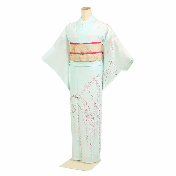 レンタル 訪問着 絽 夏物 身長：145～152cm 水色系 母親 着物 結婚式 お宮参り r-0072
