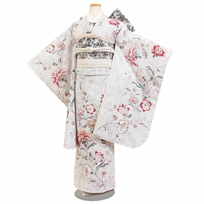 【レンタル】四つ身 女児 7歳用 七五三 グレー『JILLSTUART（ジルスチュアート）』身長115～125cm 四つ身セット 女の子 753 七五三着物 y-0084