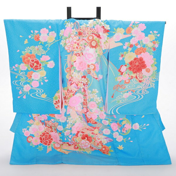 ＼お買い物マラソン 500円offクーポン／【レンタル】女児産着フルセット 濃水色/花鞠 子供着物 お宮参り 産着 女の子 ベビー服 赤ちゃん 記念撮影 格安 安い 帽子 よだれかけ 初着セット 往復送料無料