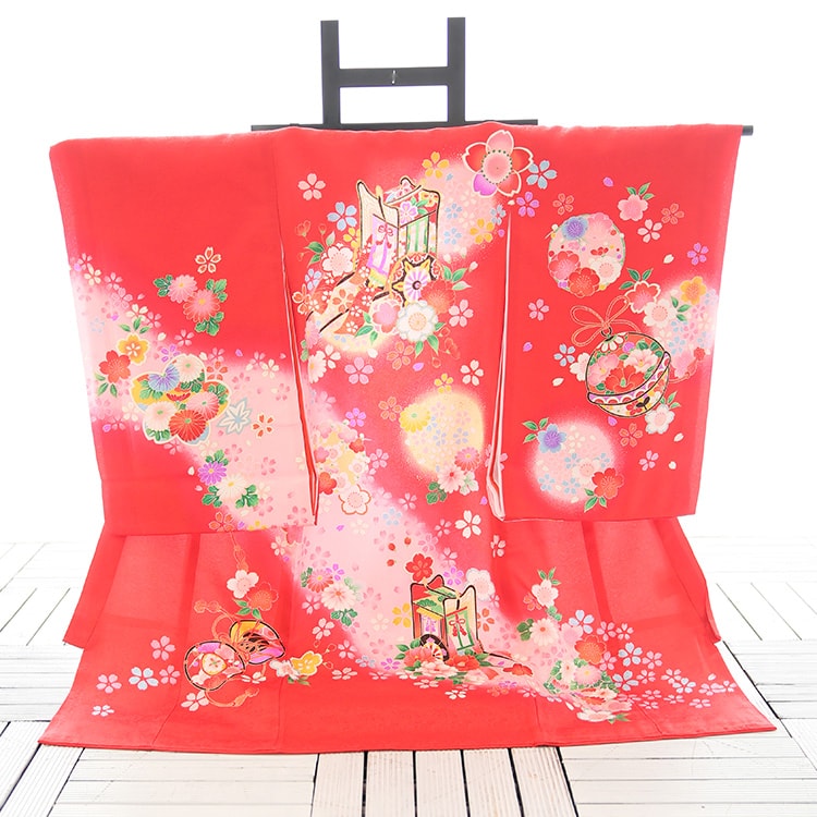 ＼お買い物マラソン 500円offクーポン／【レンタル】女児産着フルセット 赤/御所車 子供着物 お宮参り 産着 女の子 ベビー服 赤ちゃん 記念撮影 格安 安い 帽子 よだれかけ 初着セット 往復送料無料