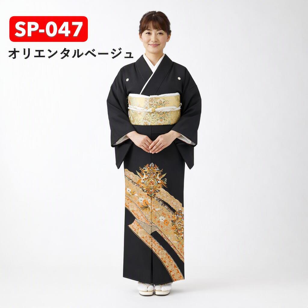 【レンタル】オリエンタルベージュ 黒留袖 正絹 結婚式 母親用 フルセット（草履バック・着付け小物付き） 安心保証付き｜きものセレクト