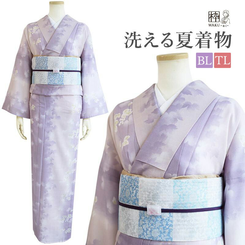 洗える夏着物 紗【藤の花 オフホワイト】上品な 一枚★英・さんびなどお好きな方♪ 洗える夏着物 紗【藤の花 オフホワイト】上品な 一枚☆英・さん
