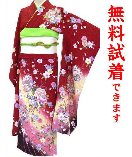 対応身長148 160cm位 着物セット 無料試着で安心レンタル 無料試着で安心レンタル 振袖 振袖レンタルｍ ３０６番フルセットレンタル 往復送料無料 試着無料 髪飾り付き ショール無料 髪飾り 成人 式 Hu M レンタル きものワールド