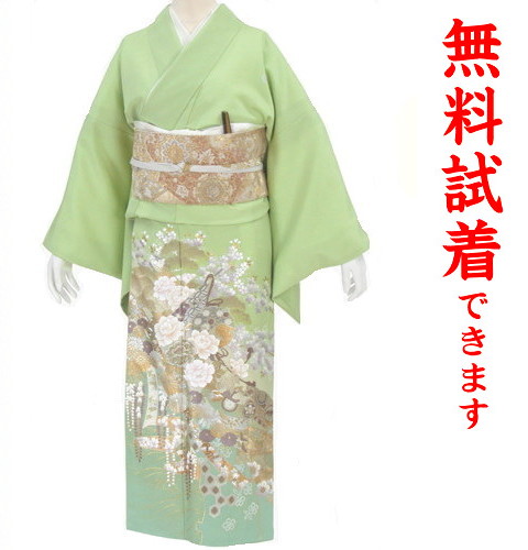 【試着無料】【色留袖 レンタル】桂由美 ８０３番 フルセットレンタル 往復送料無料 色留袖レンタル レンタル 色留袖 結婚式 試着ＯＫ 正絹 五つ紋 髪飾り かんざし フリーサイズ 【irf】｜きものワールド