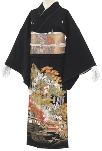【試着無料】【黒留袖 レンタル】金彩友禅/葵祭り ２２４２番　フルセットレンタル 往復送料無料 試着ＯＫ かんざし 髪飾り レンタル 留袖 留袖レンタル レンタル留袖 黒留袖 フリーサイズ 【kuf】｜きものワールド