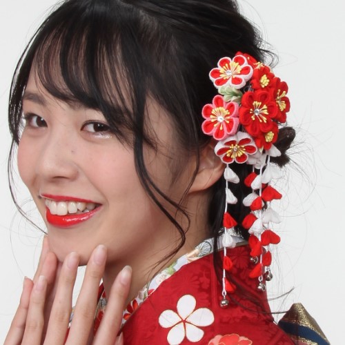 送料無料髪飾り成人式3点セット花コサージュコーム式Uピン式ヘアアクセサリー振袖向け卒業式日本製レッド金色桜サクラ