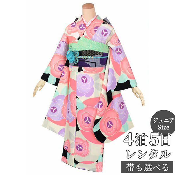 約141 154cm ジュニア 振袖 レンタル 振袖レンタル レンタル 小中学生用 卒業式 黒 キッズファッション フルセットレンタル 身長 フルセットレンタル 着物セット 黒 花と円 A192 十三参り 小学生 着物 中学生 着物 レンタル着物 フルセッ ふりそで 送料無料 一部