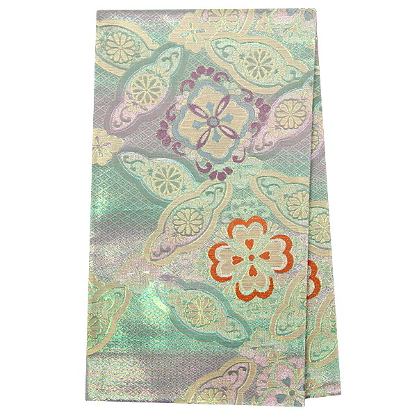 2-11月利用は11000円 【レンタル】帯 単品 レンタル 帯単品レンタル「B1321 振袖用帯　銀 華文七宝 シルバー系」 正絹 振袖 帯 ママ振り 婚礼 貸衣装 結婚式 卒業式 振袖リメイク 帯のみ ママフリ ママ振 姉フリ｜京都着物レンタル夢館