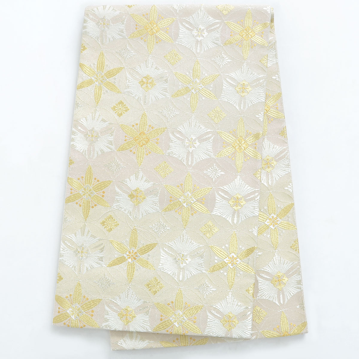 【レンタル】帯 単品 レンタル 帯単品レンタル「B1827 訪問着用帯　金ピンクぼかし 三つ割華紋 ゴールド系」訪問着 帯 入学式 卒業式 結婚式 卒園式 入園式 お宮参り 帯単品 帯だけ 帯のみ｜京都着物レンタル夢館