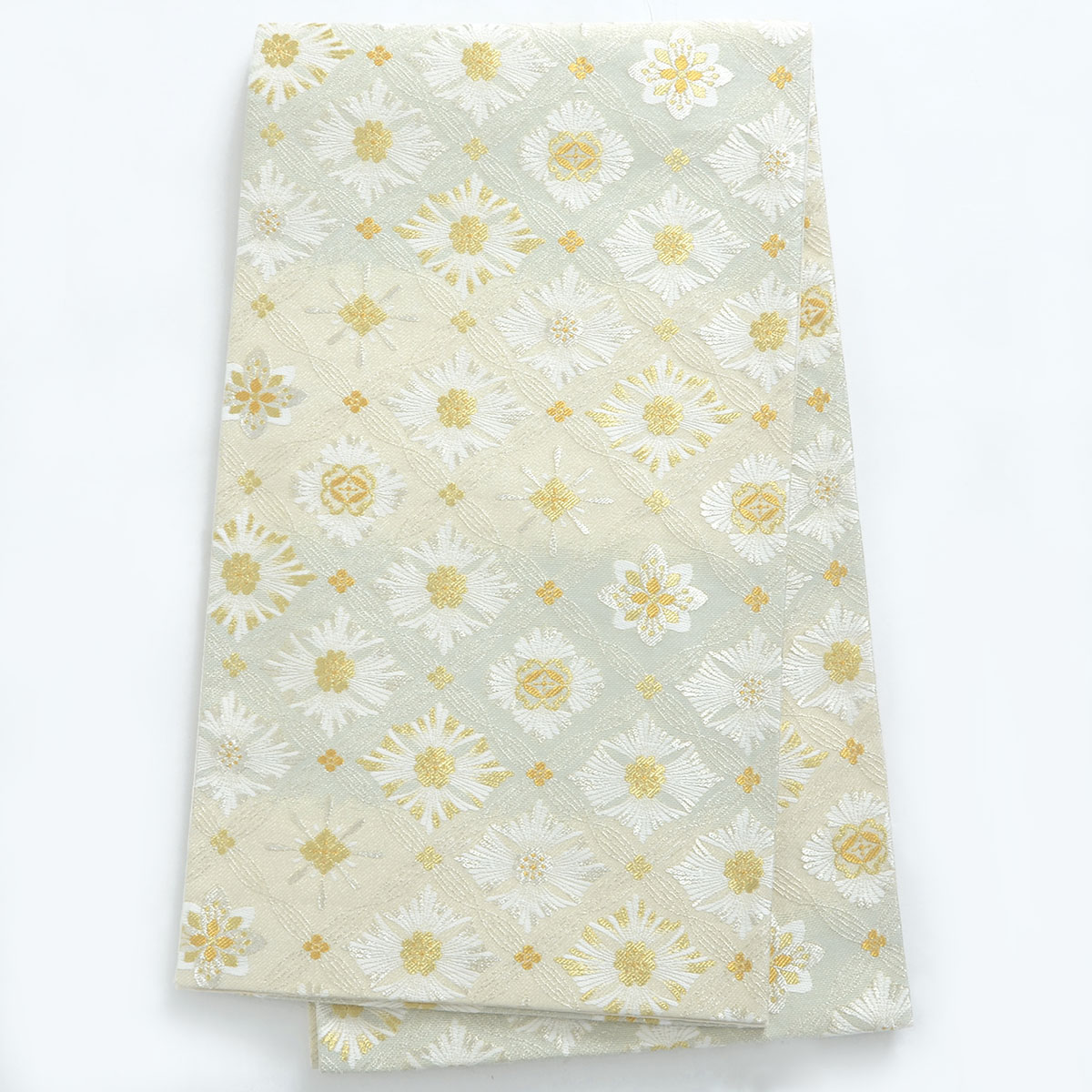 【レンタル】帯 単品 レンタル 帯単品レンタル「B1828 訪問着用帯　金緑ぼかし 白花菱 クリーム系」訪問着 帯 入学式 卒業式 結婚式 卒園式 入園式 お宮参り 帯単品 帯だけ 帯のみ｜京都着物レンタル夢館