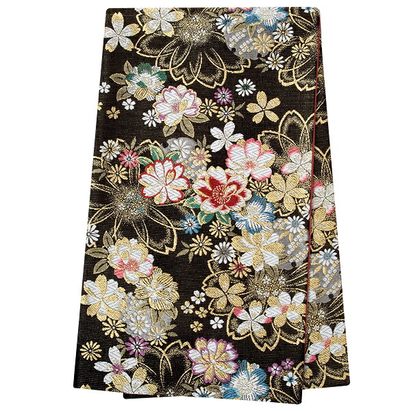 2-11月利用は11000円 【レンタル】帯 単品 レンタル 帯単品レンタル「B937 振袖用帯 黒系」 正絹 振袖 帯 ママ振り 婚礼 貸衣装 結婚式 卒業式 振袖リメイク 帯のみ ママフリ ママ振 姉フリ｜京都着物レンタル夢館