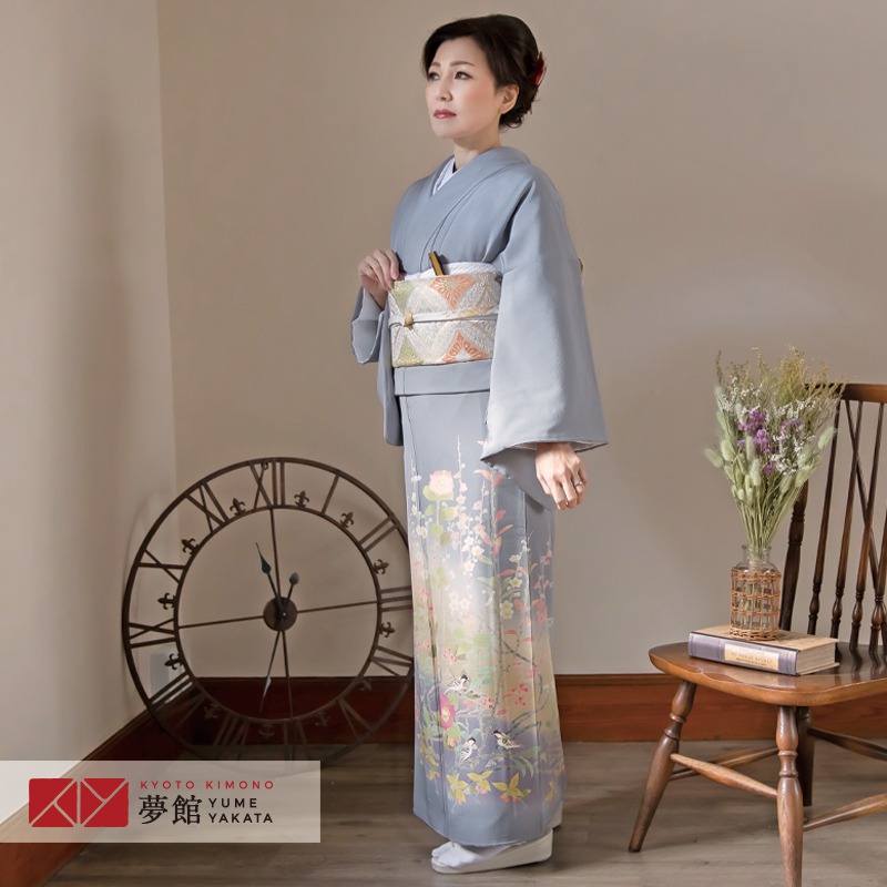 珍しい 着物セット 加賀友禅 草花と小鳥たち フルセット レンタル E237 色留袖レンタル ホテル 式場への配送ok 留袖 レンタル 結婚式 色留袖 伯母 叔母 従姉妹 妹 姉 レンタル留袖 レンタル 留袖 正絹 Www Dgb Gov Bf