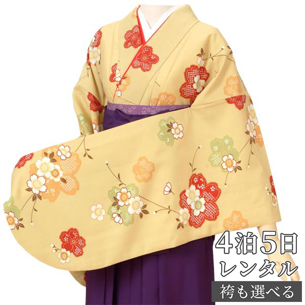【レンタル】卒業式 袴 レンタル 女 フルセット 女性 袴セット「G197ウグイス 桜」レトロ はかま 着物セット 和服 大学 レディース 往復送料無料|京都着物レンタル夢館