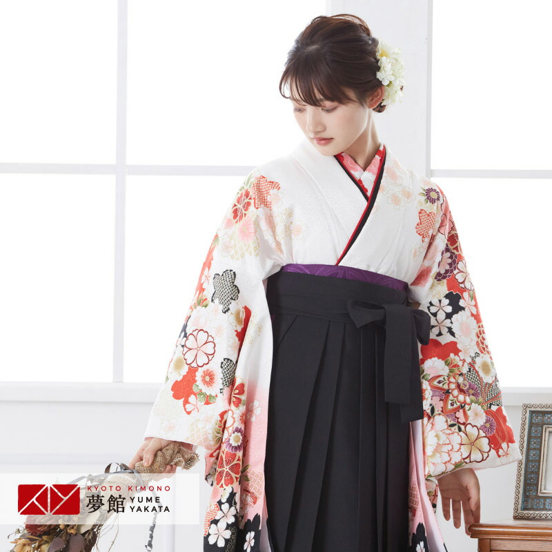【レンタル】卒業式 袴 レンタル 女 フルセット 女性 袴セット「G601白　菊鈴」レトロ はかま 着物セット 和服 大学 レディース 往復送料無料