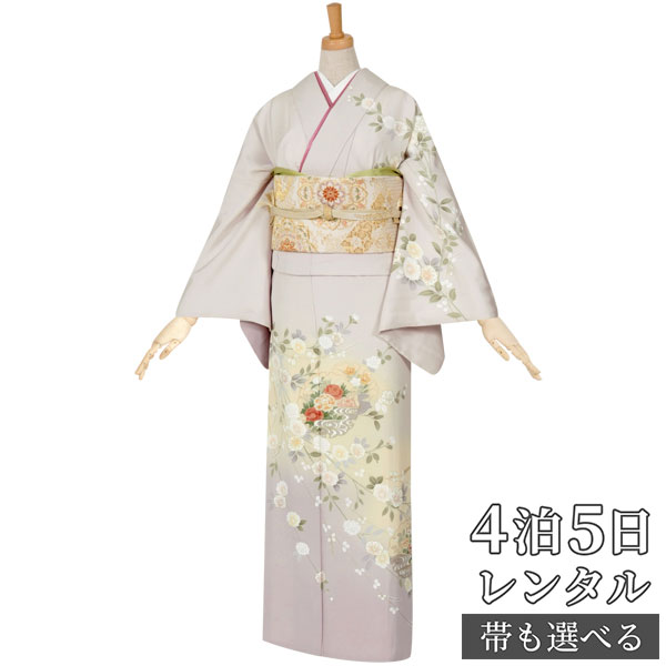 訪問着 レンタル 着物レンタル レンタル着物 着物 訪問着レンタル「H367 薄紫　雪輪に枝垂桜 」 正絹 ホテル・式場への配送OK！ 入学式 入園式 お宮参り 結婚式 七五三 母 ママ 母親 着物