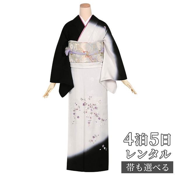 着物セット ワンピなど最旬ア 訪問着 レンタル 着物レンタル レンタル着物 着物 訪問着レンタル H440 黒白 桜刺繍 正絹 ホテル 式場への配送ok 入学式 入園式 お宮参り 結婚式 七五三 母 ママ 母親 着物 Cristinavieiraperrone Com Br