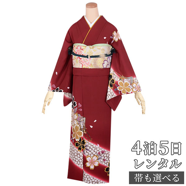 良好品セールの着物レンタル訪問着レンタル着物和服レンタル着物七五三753 卒業式結婚式お宮参り入学式 身長 147 154cm 標準サイズ 訪問着レンタル着物レンタルレンタル着物着物訪問着レンタル H656 赤御所車と桜