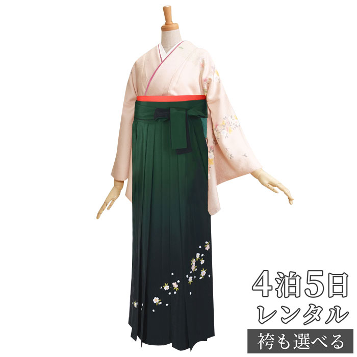【レンタル】【訳あり】袴 レンタル 先生 女 袴セット 教員 職員 先生〔HG084〕 薄ピンク　さくらさくら 正絹 卒業式 袴 フルセット 女性 はかま ハカマ レンタル 貸衣装 かしいしょう 送料無料(一部地域を除く)