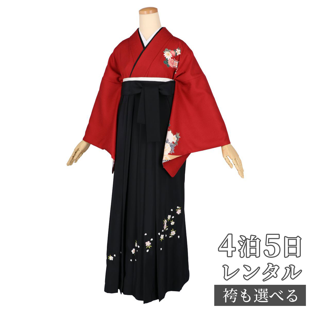 【レンタル】袴 レンタル 先生 女 袴セット 教員 職員 先生〔HG1171〕 赤　鼓に雪輪 正絹 卒業式 袴 フルセット 女性 はかま ハカマ レンタル 貸衣装 かしいしょう 送料無料(一部地域を除く)