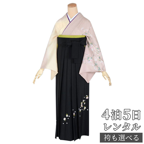 【レンタル】袴 レンタル 先生 女 袴セット 教員 職員 先生〔HG298〕 紅藤色　枝垂桜に花菱 正絹 卒業式 袴 フルセット 女性 はかま ハカマ レンタル 貸衣装 かしいしょう 送料無料(一部地域を除く)