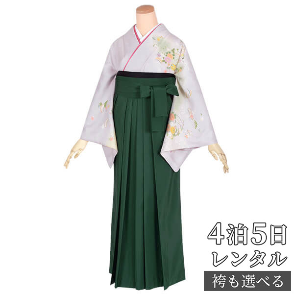 【レンタル】袴 レンタル 先生 女 袴セット 教員 職員 先生〔HG315〕 薄紫　四季花丸紋 正絹 卒業式 袴 フルセット 女性 はかま ハカマ レンタル 貸衣装 かしいしょう 送料無料(一部地域を除く)｜京都着物レンタル夢館