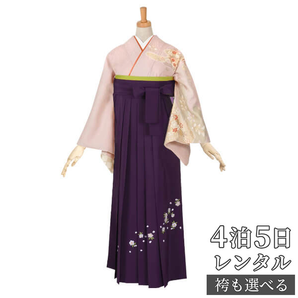 【レンタル】袴 レンタル 先生 女 袴セット 教員 職員 先生〔HG419〕 ピンク　雲取雪輪唐花文 正絹 卒業式 袴 フルセット 女性 はかま ハカマ レンタル 貸衣装 かしいしょう 送料無料(一部地域を除く)