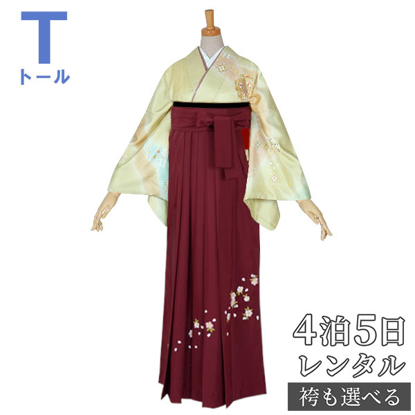 【レンタル】袴 レンタル 先生 女 袴セット 教員 職員 先生〔HG639〕 黄緑　道長取り暈し　華紋 正絹 卒業式 袴 フルセット 女性 はかま ハカマ レンタル 貸衣装 かしいしょう 送料無料(一部地域を除く)