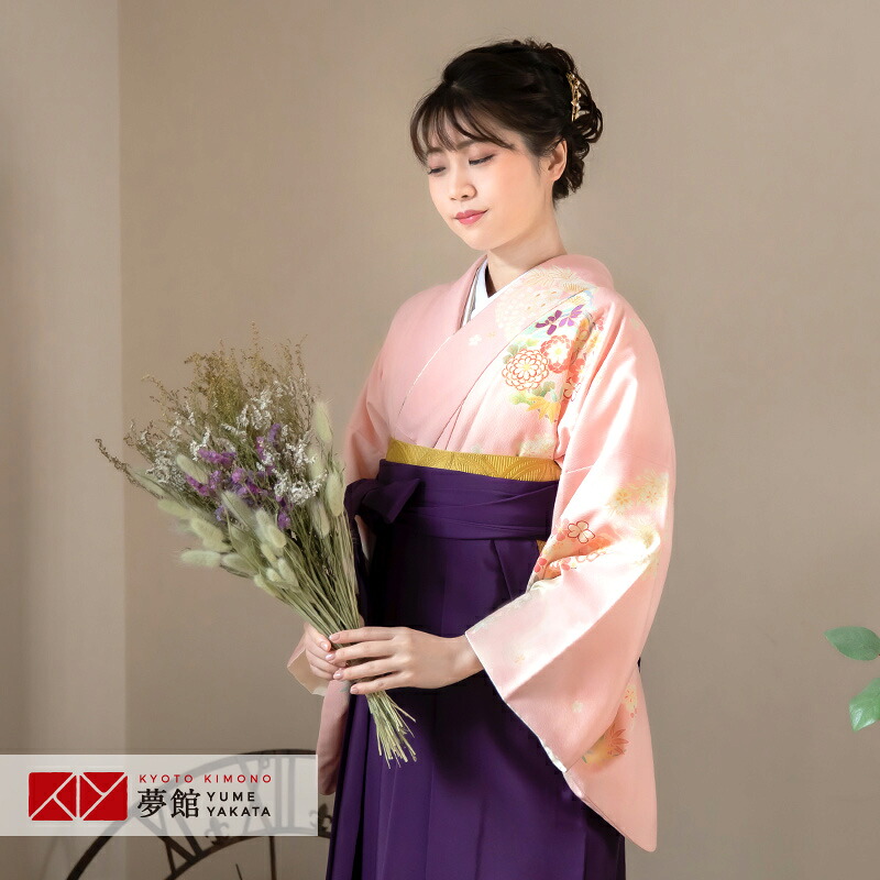 【レンタル】ジャパンスタイル 袴 レンタル 先生 女 袴セット 教員 職員 先生〔HG771〕 ピンク　雲取に花の丸 ポリエステル 卒業式 袴 フルセット 女性 はかま ハカマ レンタル 貸衣装 かしいしょう 送料無料(一部地域を除く)