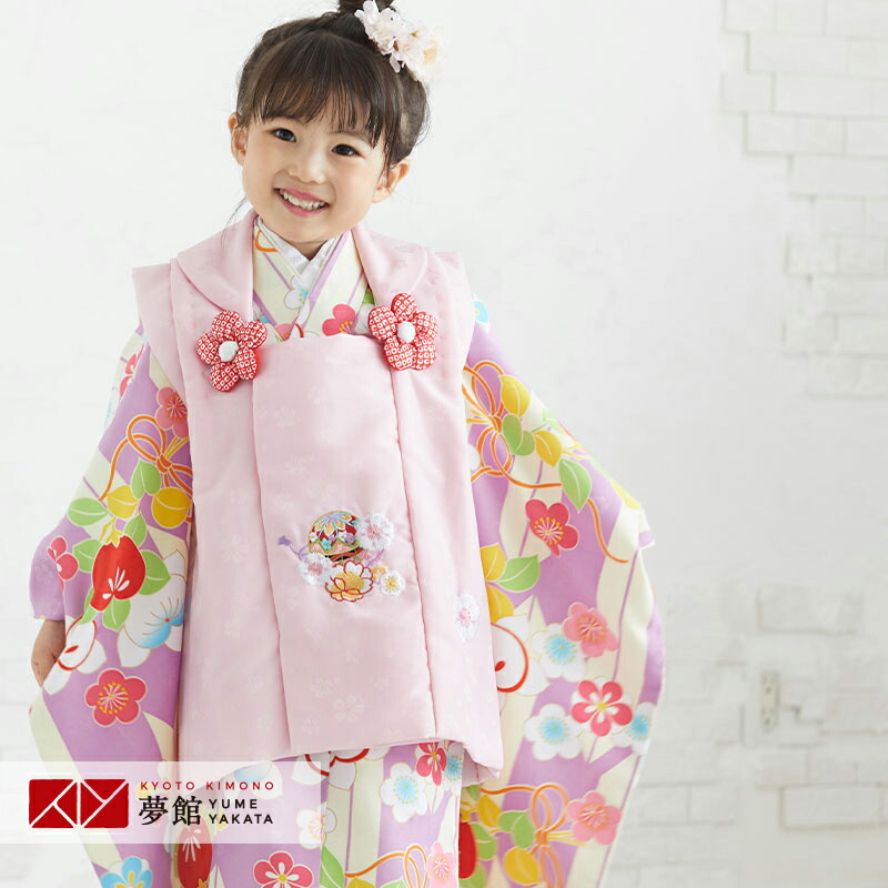 七五三 3歳　女の子 七五三 着物レンタル 3歳 753 女の子 フルセット 被布 ピンク