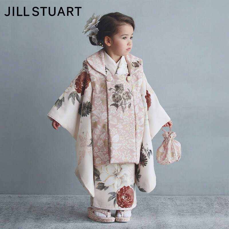 【レンタル】[七五三 着物 3歳 レンタル 女の子] 三歳 「K253 JILL STUART パンジーとクチナシ / ピンク 」753 七五三 着物 3歳 子供 きもの レンタル｜京都着物レンタル夢館