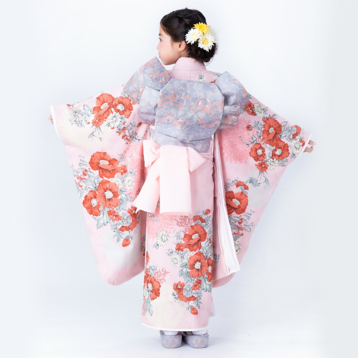 7歳 着物レンタル ７歳女の子 着物 レンタル 七五三 着付け 七五三 七五三 七五三着物 7歳 着物 レンタル 着物 女の子 1 9月利用 N049 レンタル フルセット Jillstuart ピンク アネモネ レトロ 着物レンタル 草履バッグ レンタル着物 貸衣装 古典 753 七歳 レンタル