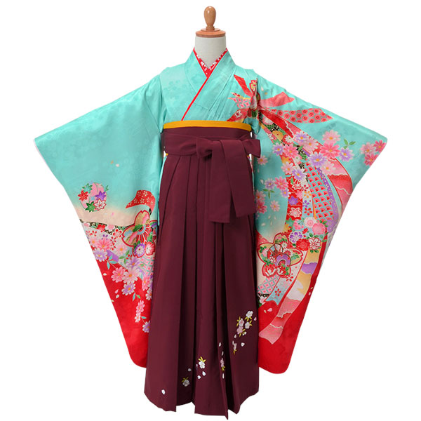 楽天市場 訳あり レンタル 卒園式 女の子 袴 水色 花紋に熨斗目 N010 卒園式 袴 袴レンタル 七五三 着物 7歳 初詣 保育園 卒園 幼稚園 送料無料 一部地域を除く 送料無料 北海道 沖縄 一部離島を除く 京都着物レンタル夢館