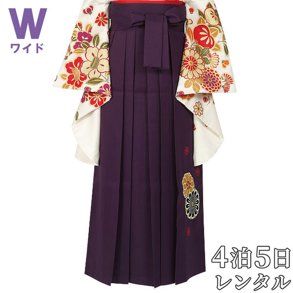 【レンタル】(単品)：PP137-LW [紫×菊　刺繍(W15)]卒業式 振袖 二尺 小振袖 レンタル 貸衣装 袴だけ　袴のみ　袴単品