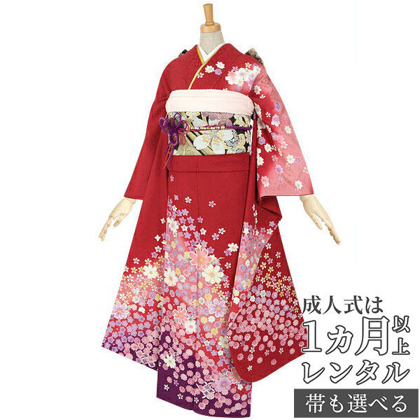楽天市場】【成人式 振袖 レンタル】RS1924 正絹 赤×ピンク 桜満開フル